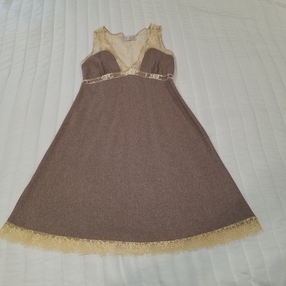 213 Anthropology Wool Blend Vintage Dress Lace trimming